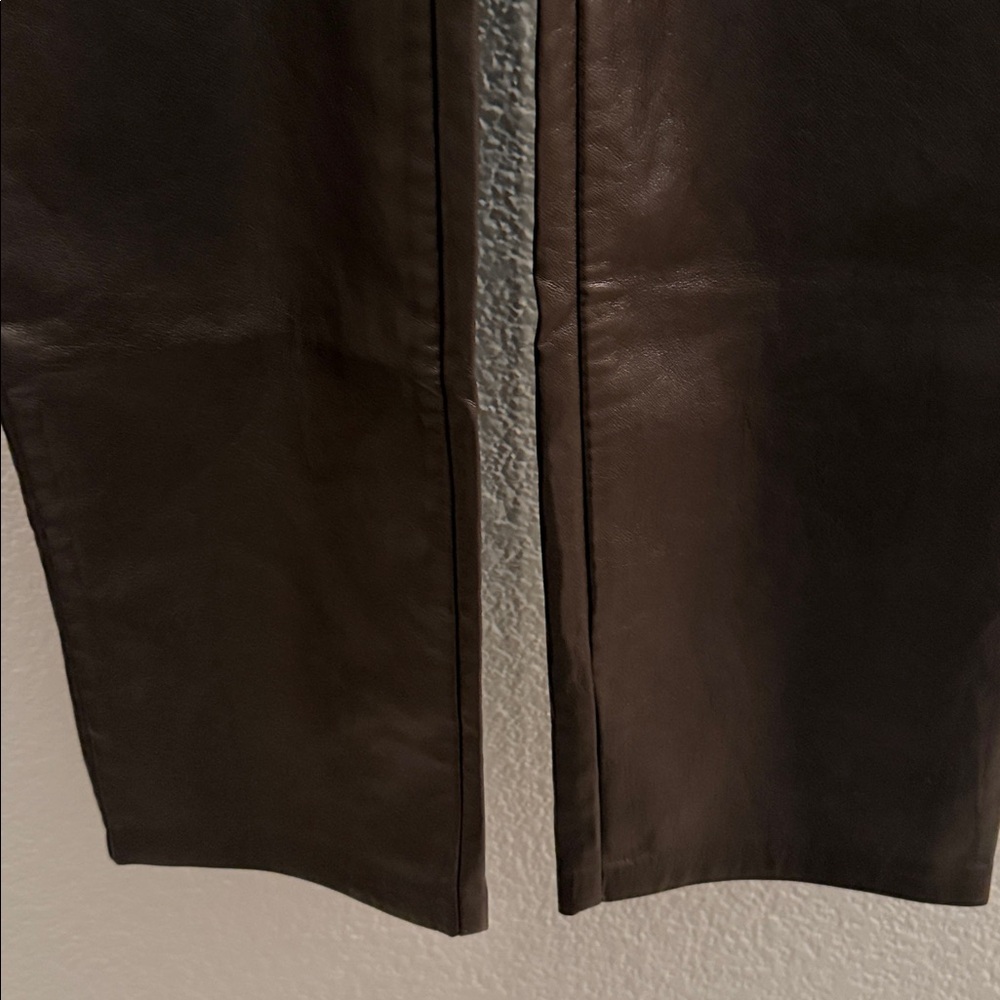 Aritzia Wilfred High Rise Faux Leather Pants Brown Size 4 - Picture 6 of 10